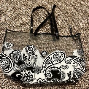 Vera Bradley clear beach bag white and black